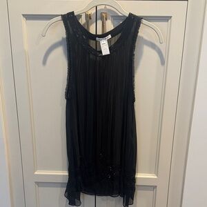 Alice + Olivia Black Beaded Sheer Top